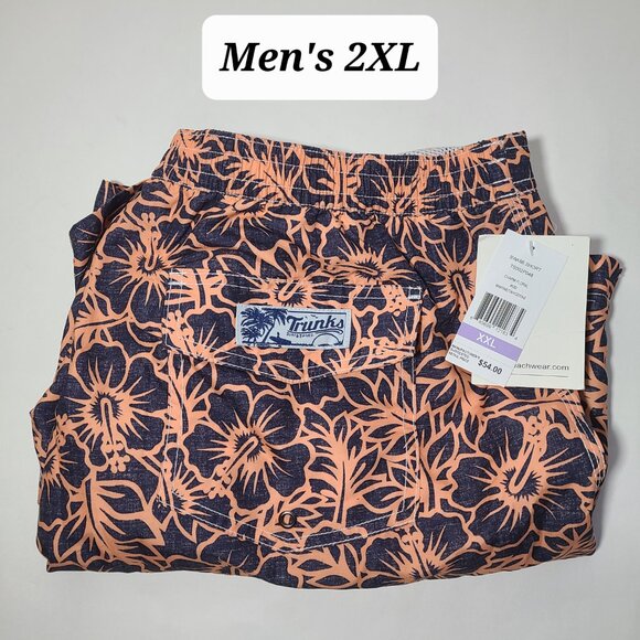 Trunks Surf & Swim Co. Men's Blue/Orange 2XL Swim Trunks/Shorts NWT - Picture 1 of 5
